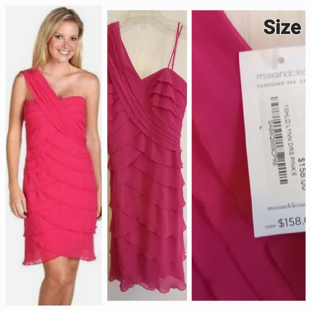 Max & Cleo Hot Pink Cocktail Dress Size 6